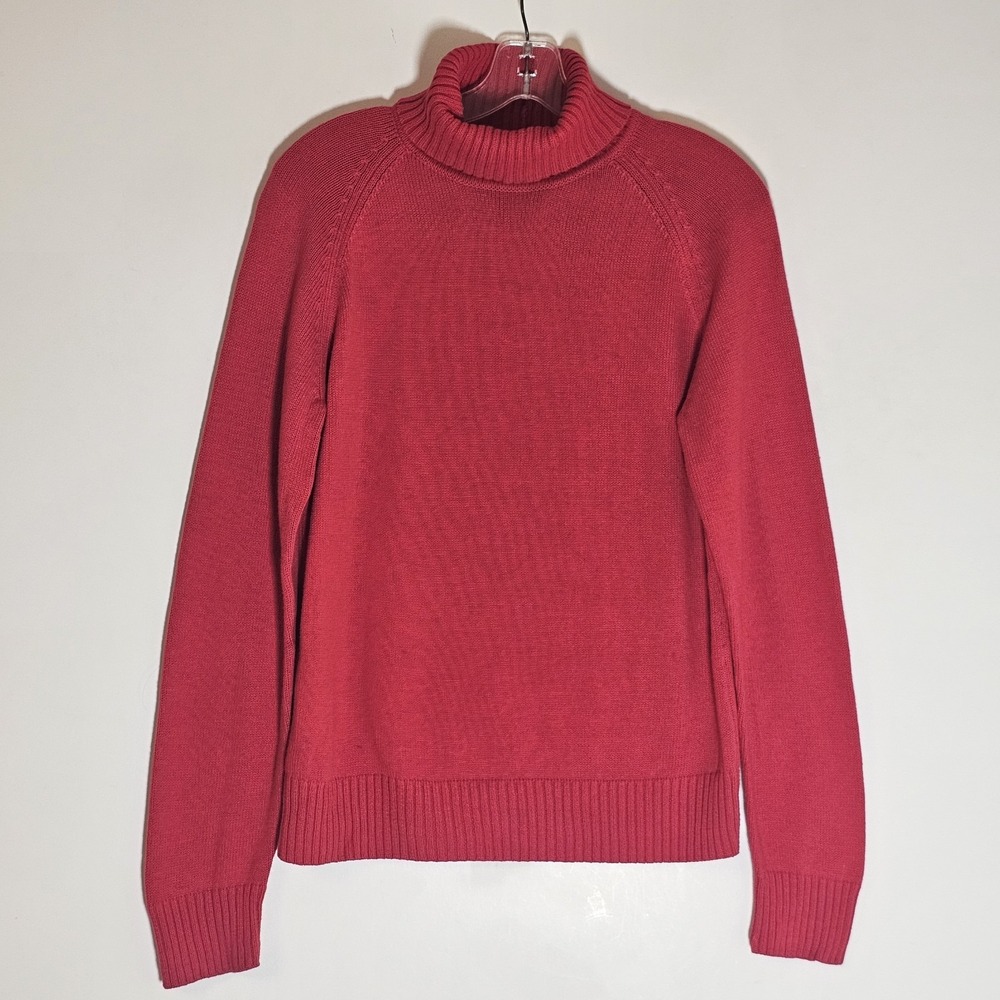 Jeanne Pierre Turtleneck Sweater Womens Large Red Classic Preppy Christmas Style